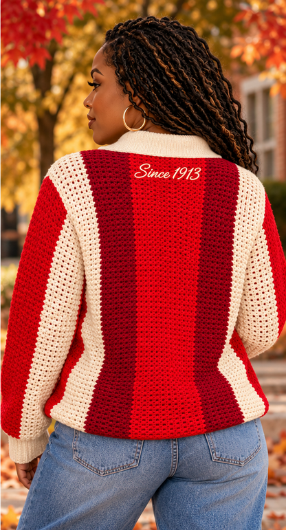 Delta Striped Mesh Knit Sweater