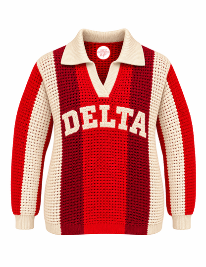 Delta Striped Mesh Knit Sweater