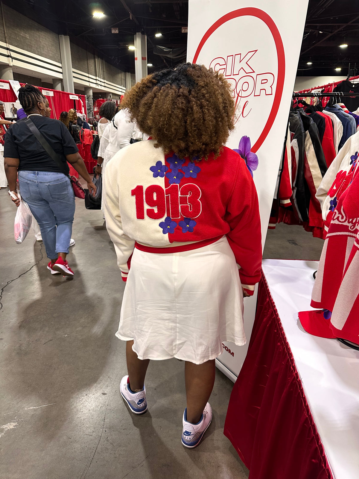 1913 Crimson & Cream Cropped Varsity Jacket
