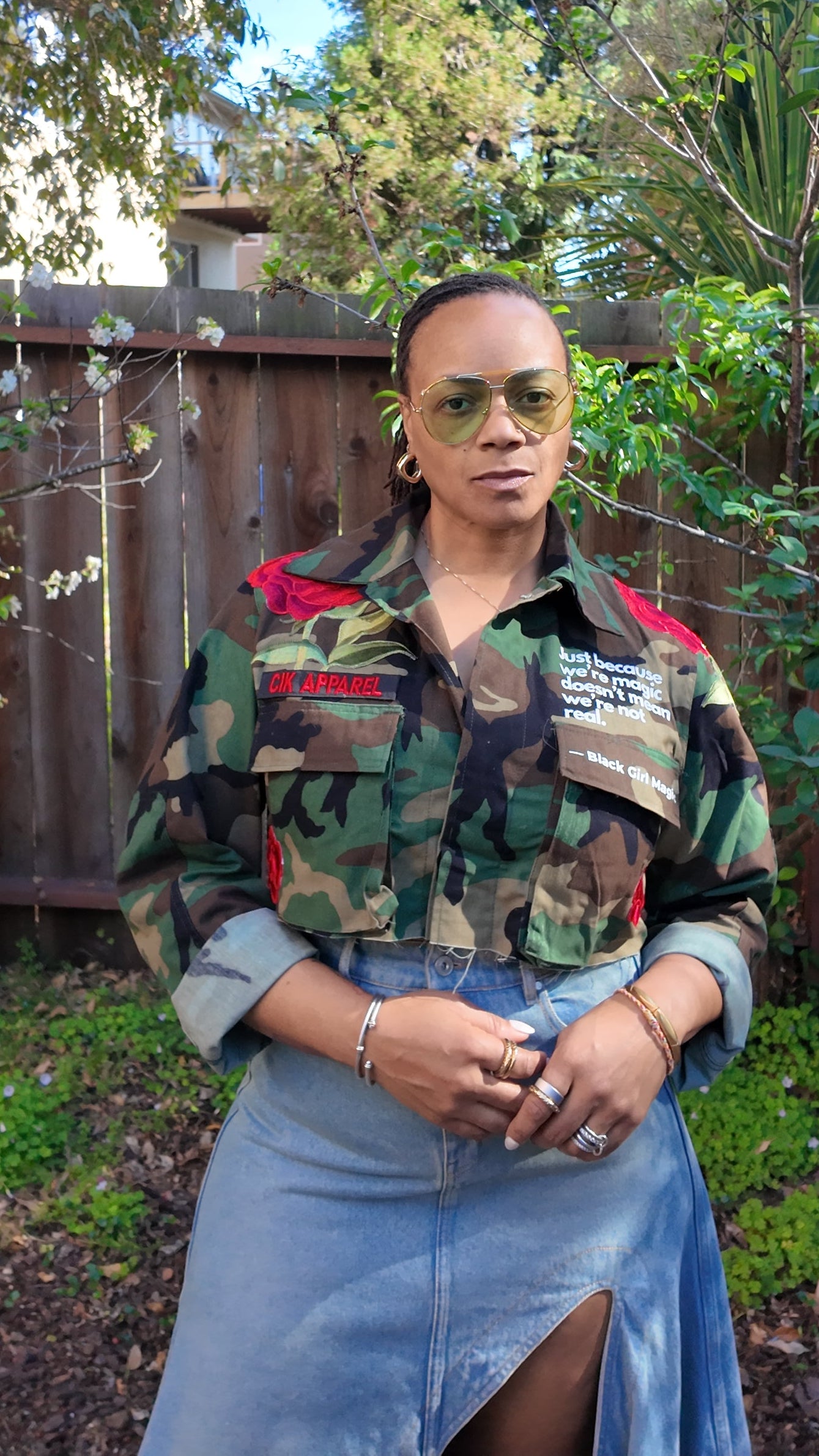Just Because Rose Cropped Camo Jacket
