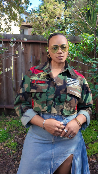 Just Because Rose Cropped Camo Jacket