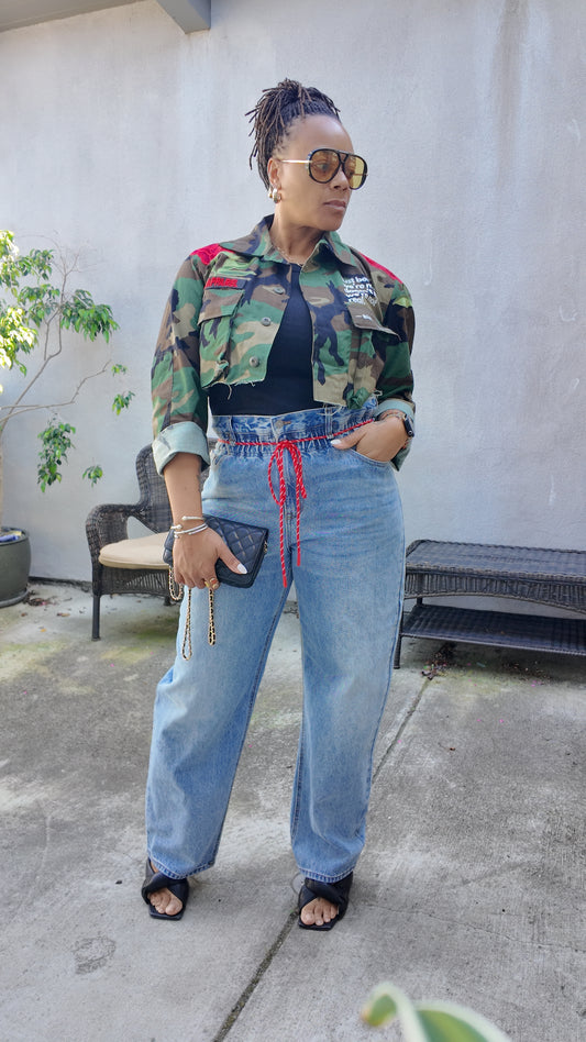 Just Because Rose Cropped Camo Jacket