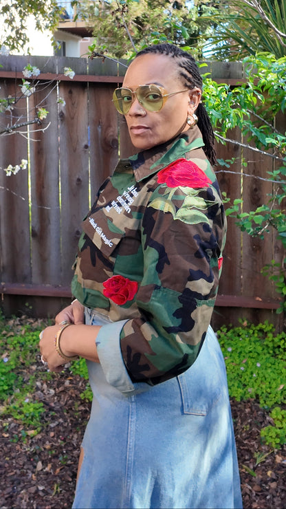 Just Because Rose Cropped Camo Jacket
