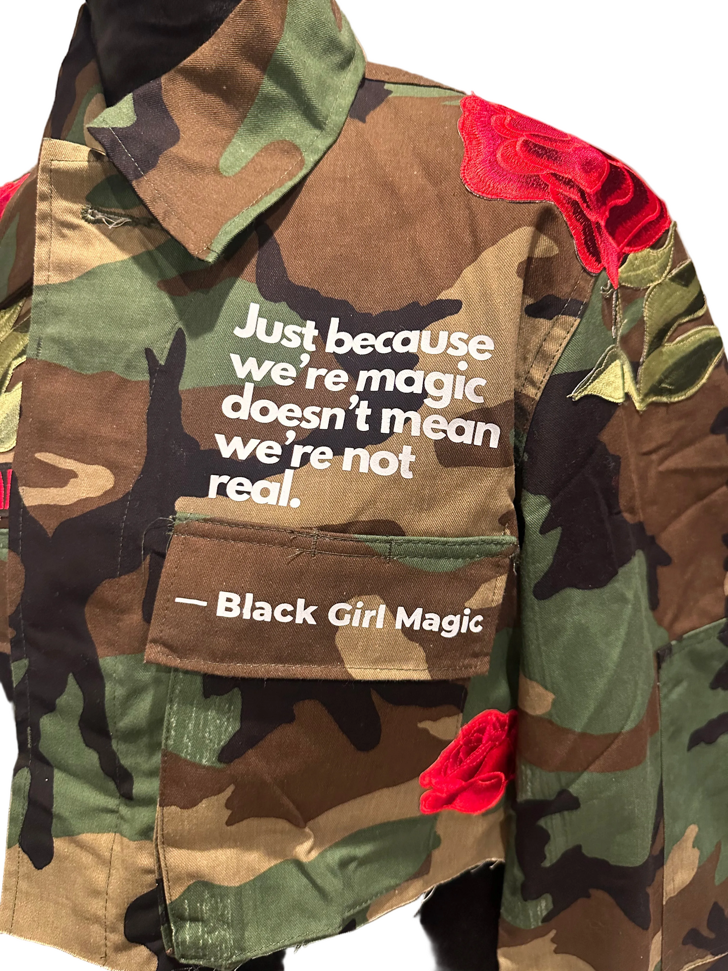 Just Because Rose Cropped Camo Jacket