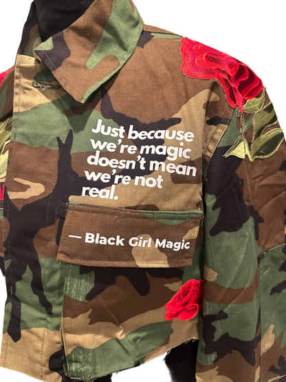 Just Because Rose Cropped Camo Jacket