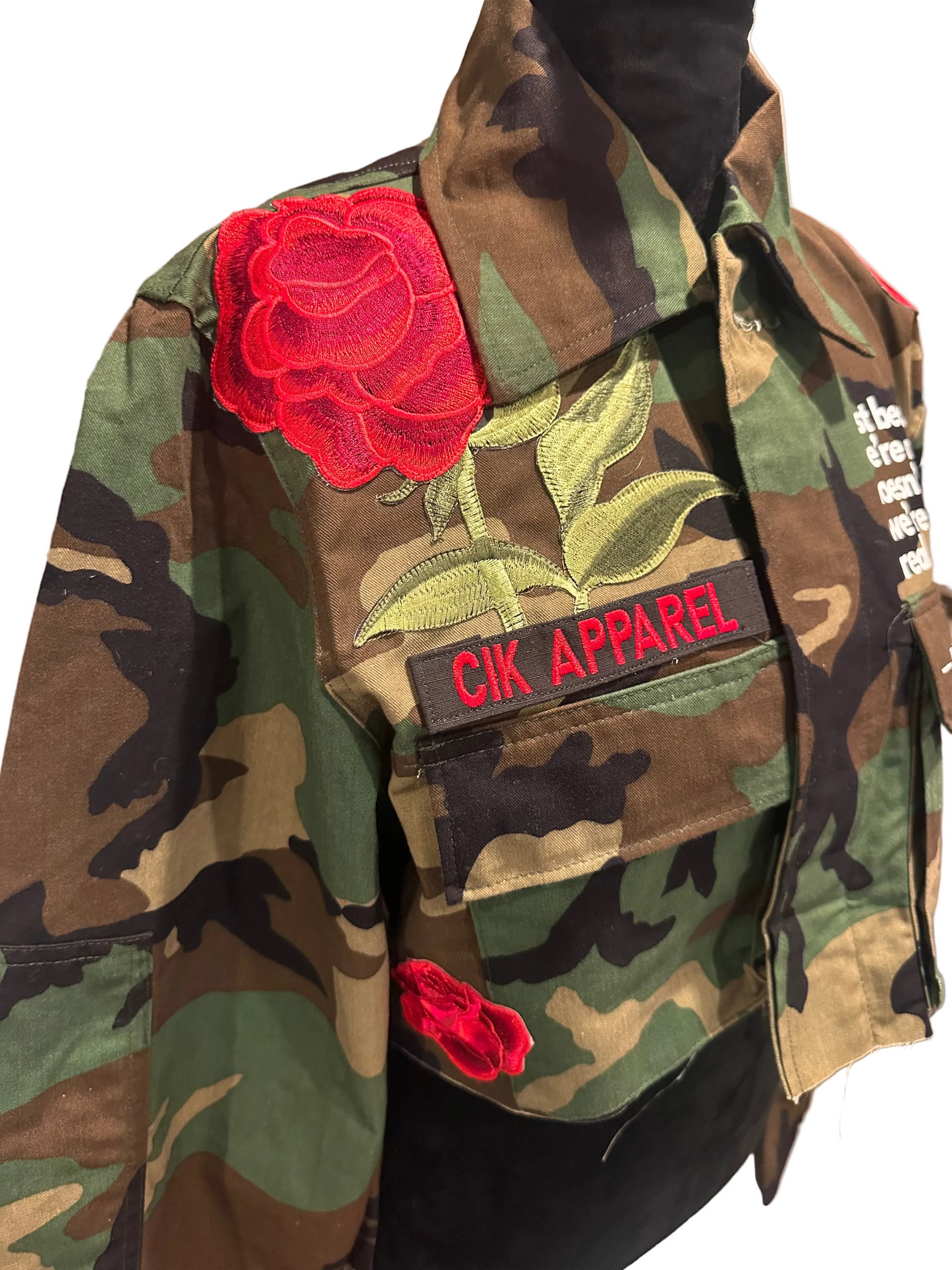 Just Because Rose Cropped Camo Jacket