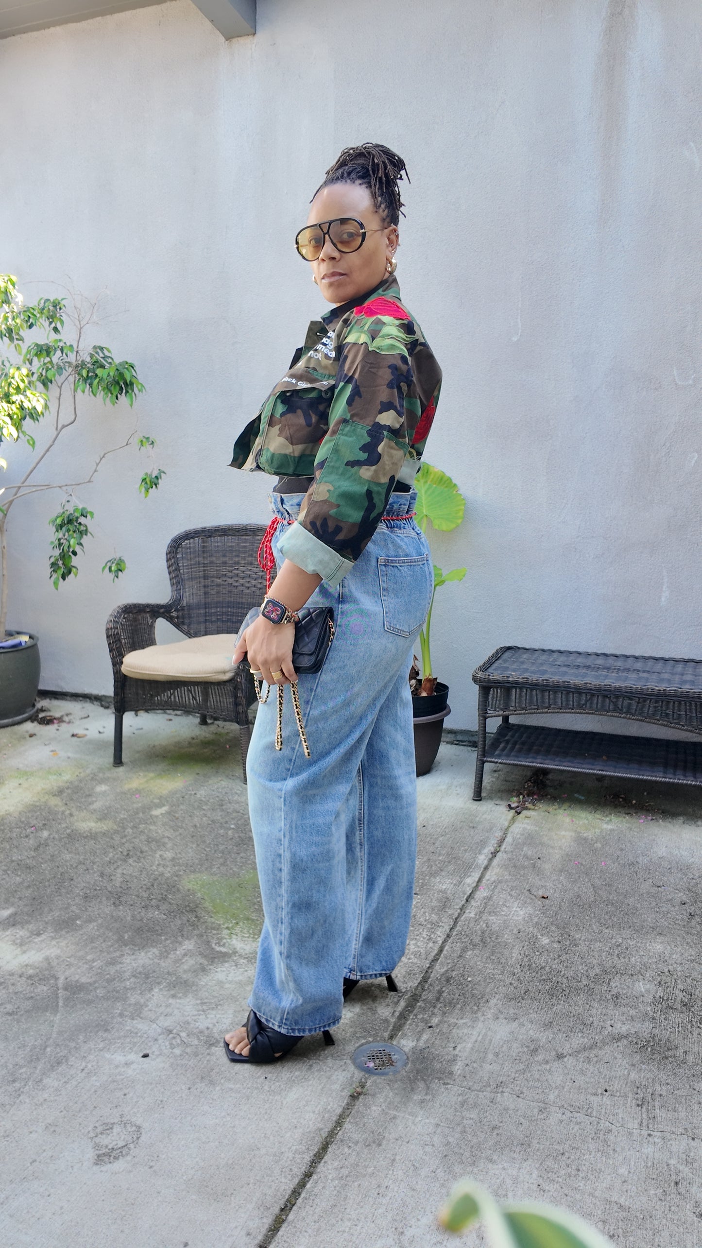Just Because Rose Cropped Camo Jacket