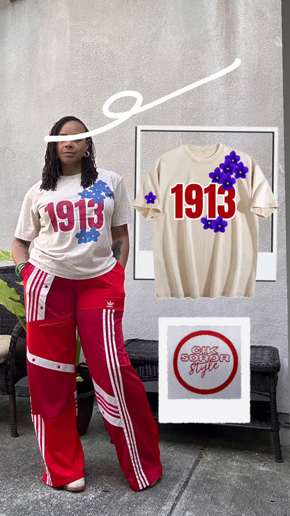 1913 Violets Oversized T