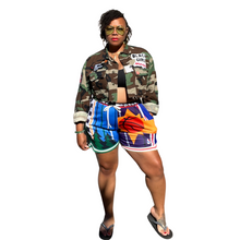 Load image into Gallery viewer, Cropped Camo Jacket (Womens) - Three Patches
